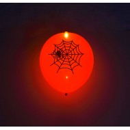 Orange LED 11" latex ballon med Halloween print - 5-Pack